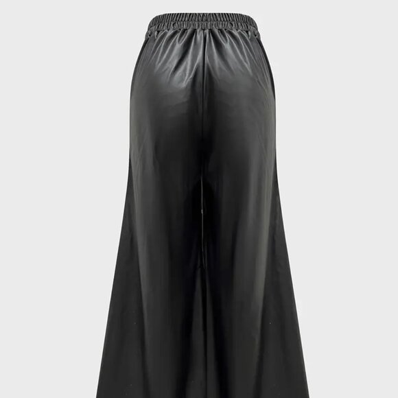 Bling Rhinestones Studded Wide Leg Faux Leather Pants - Picture 7 of 7